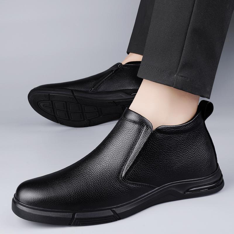 Fashion High Quality Genuine Leather Men Ankle Boots Luxury Brand Man Chelsea Boots Casual Male Slip on Shoe Soft Winter Warm Snow Botas