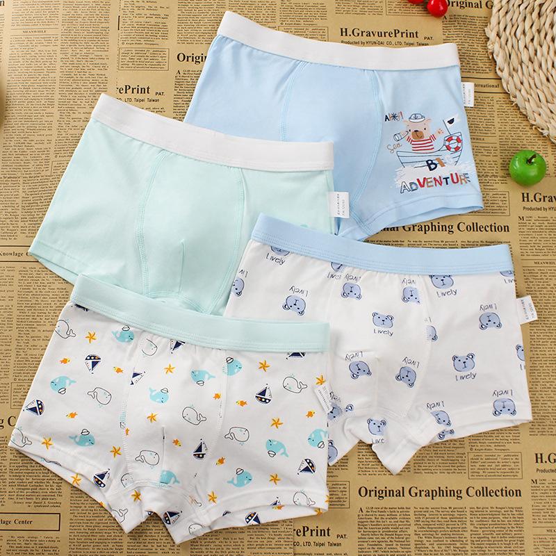 4 Pz/lotto Ragazzi Biancheria Intima di Cotone Bambini Boxer Bambino Bambini Mutandine Slip per Ragazzo Adolescente Mutande 2-12 Anni
