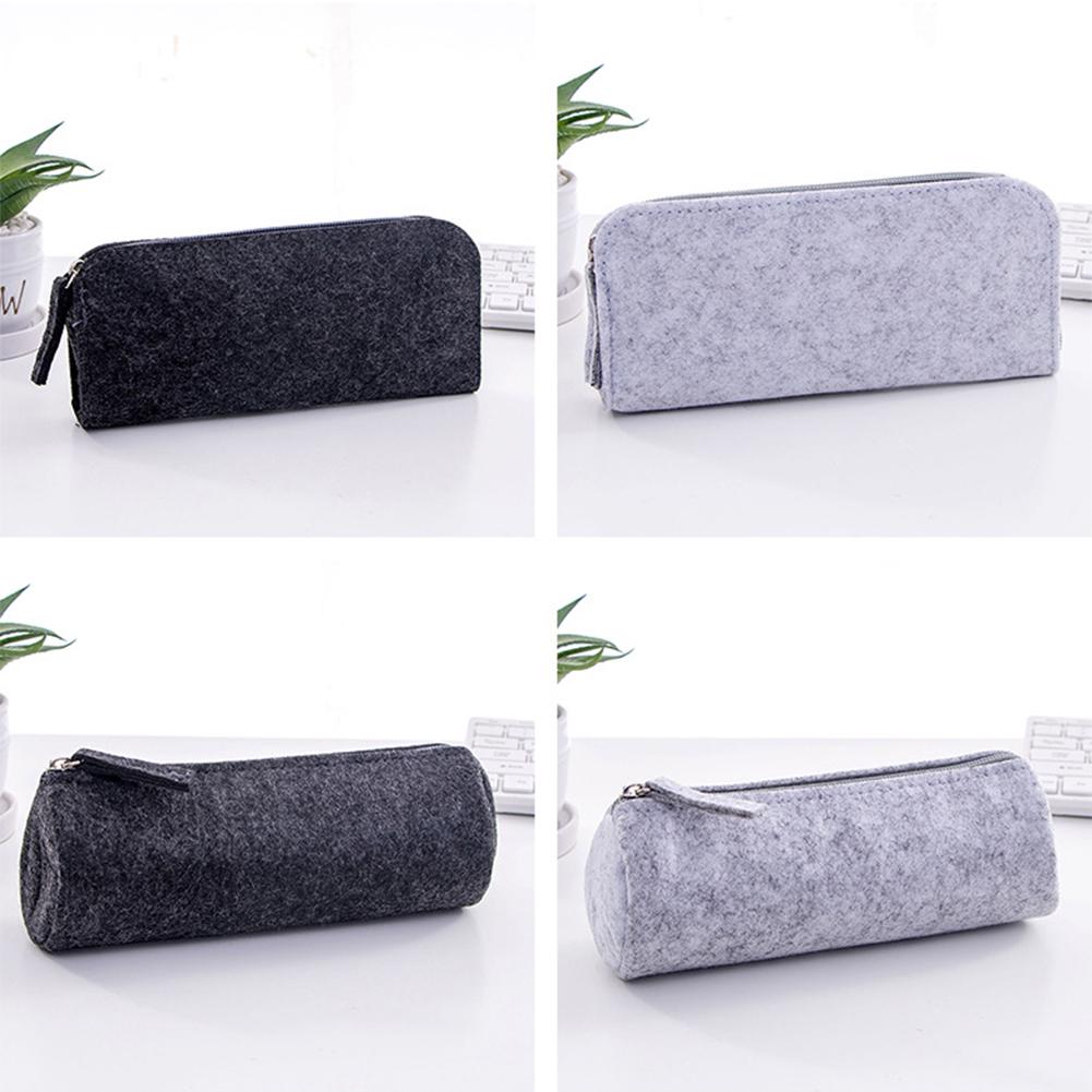 Stationeries Round/Flat Zipper Large Capacity Student Stationery Storage Pen Bag Pencil Case