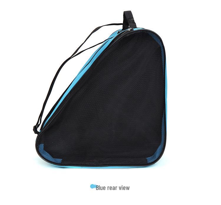 Dreieckige Einzelschulter-Rollerblade-Tasche für Schlittschuhe, Helm und Schutzausrüstung mit doppelten Mesh-Fächern.