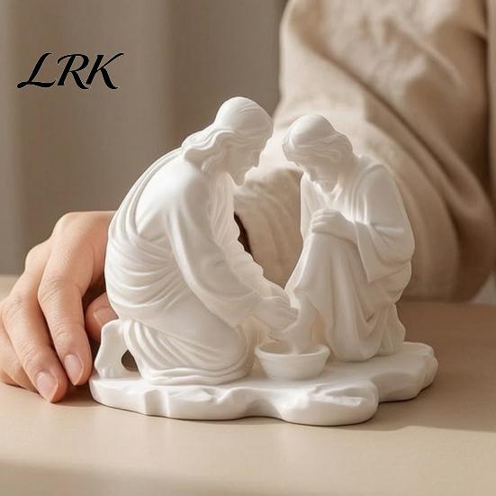 Small Desktop Religious Figurines 3D Printed Foot Washing Figurine Ornament, Statue, Premium Interior Ornaments Spiritual Table Decoration for
