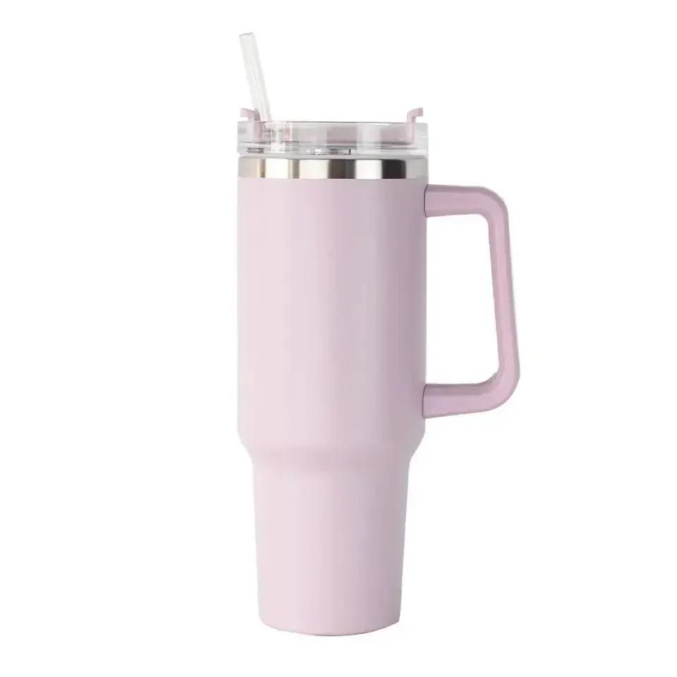 Car Cup Large Capacity Water Cup with Handle and Straw Double-walled Insulated Travel Mug Holiday Gifts 40oz