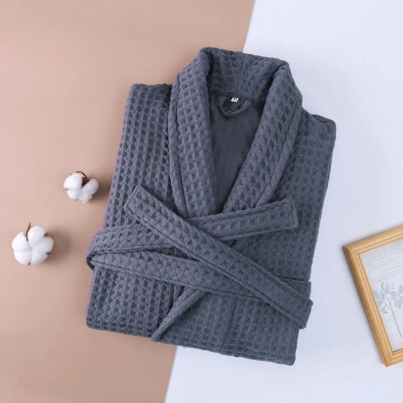 Halat de baie cu 2 straturi Waffle Hotel pentru bărbați, 100% bumbac, halat de baie, prosop Halat de baie, halat absorbant, pijama lungă pentru femei, pijama