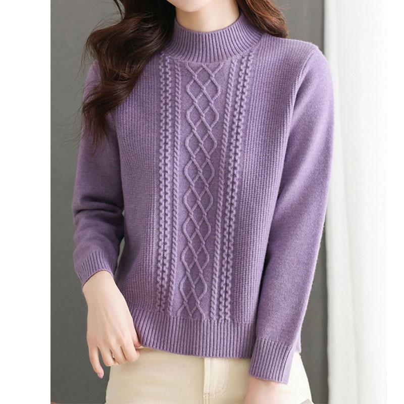 Red Twist Bottoming Knitted Sweater Autumn and Winter Simple Basic New Thick Short Solid Color Semi-turtleneck Inner Sweater Women