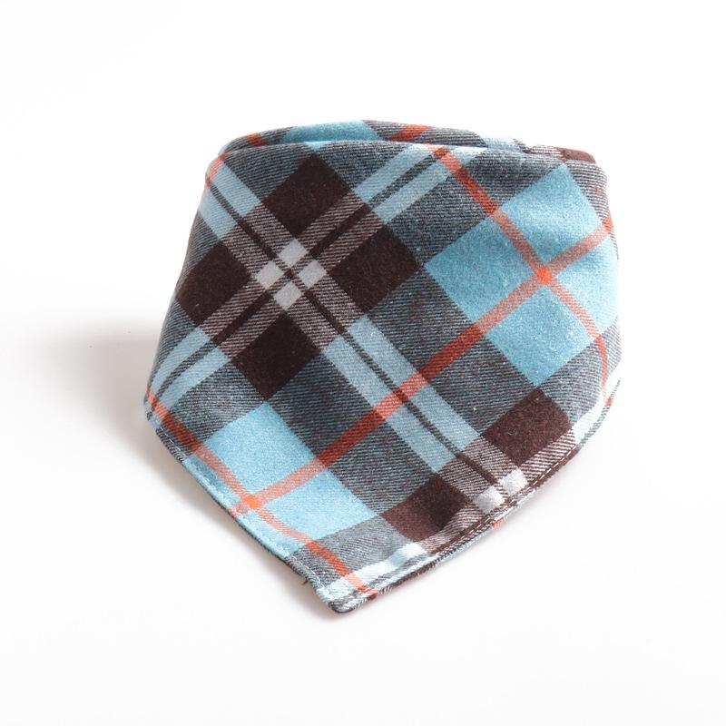 New Pet Dog Collar Plaid Bandana Bib Double Layer Thick Cotton Dog Scarf Dogs Accessories Dogs Walking Dog Harness and Leash Set (Blue,S 32-32-45CM) синий