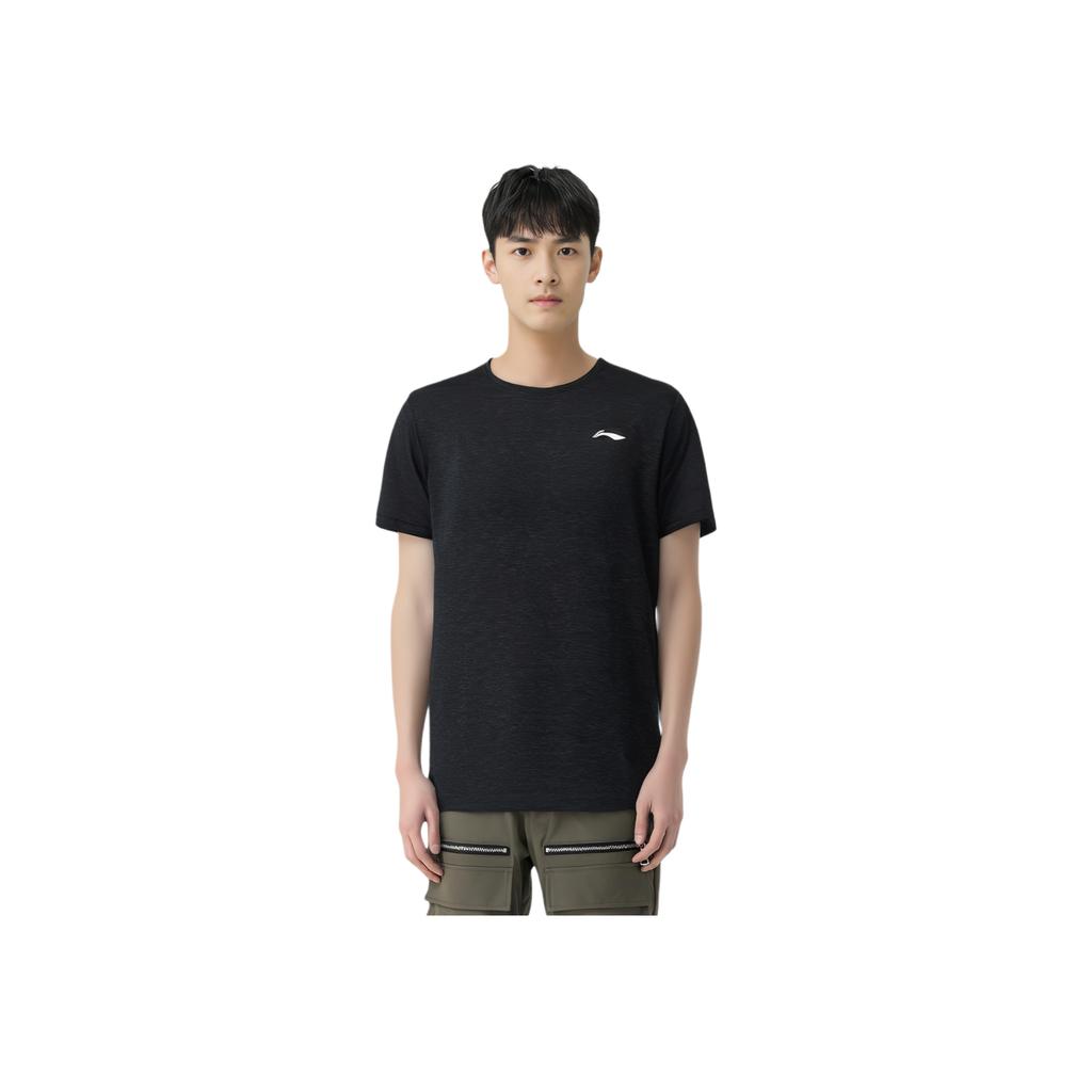 Li Ning Quick-Dry Reflective Round Neck Sports Short Sleeve T-Shirt Men Tops Black ATSR555-1