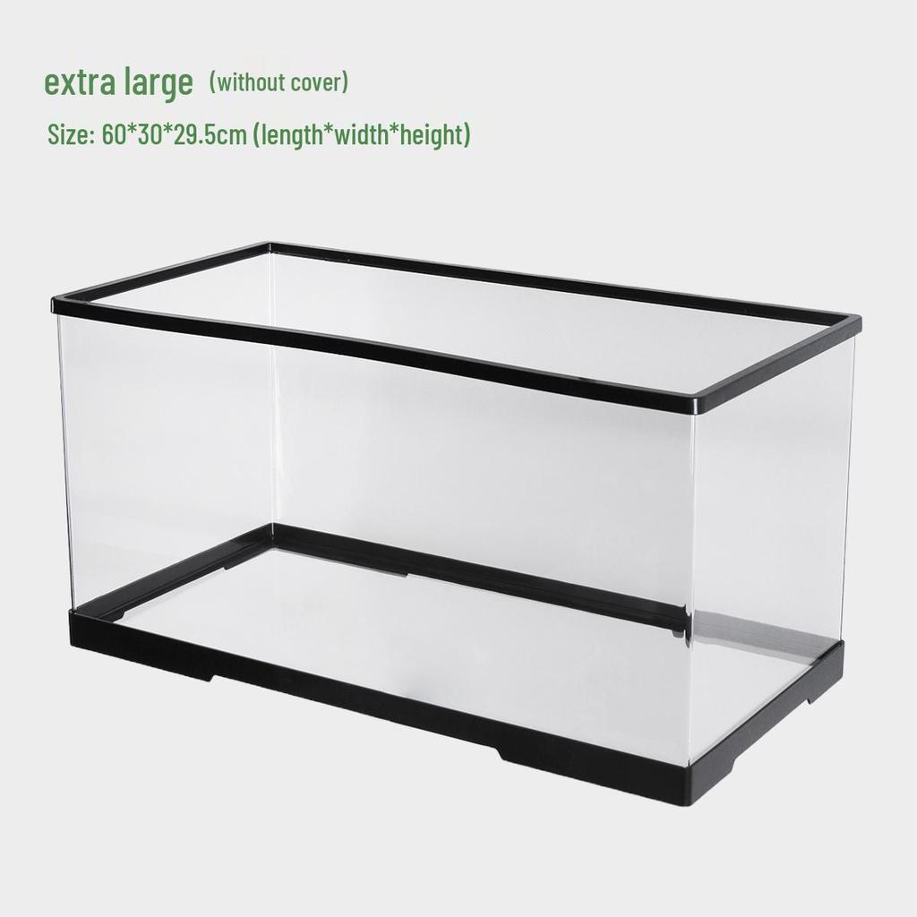 Acvariu Compact pentru Broaște Țestoase cu Platformă de Soare - Habitat Elegant de Birou cu Capac pentru Afișare Ecologică în Sufragerie