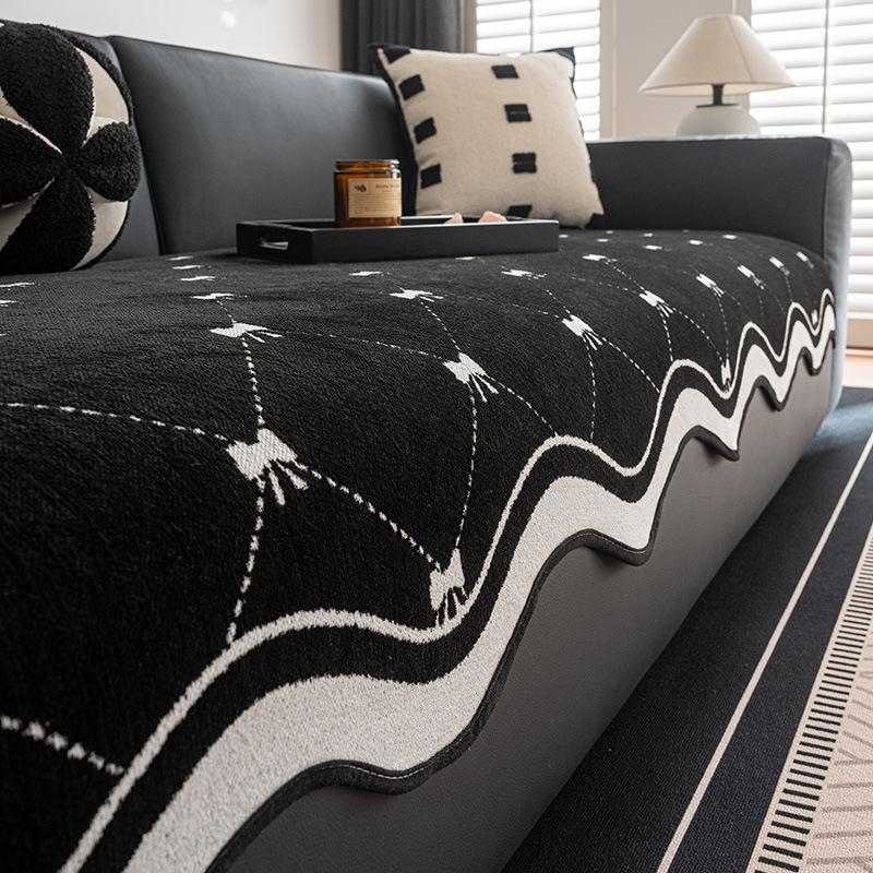 New Special-Shaped Sofa Cushion, Universal In All Seasons, Straight Row One Piece, Straight Row Non-Slip Leather Sofa Seat Cushion Cover Cloth