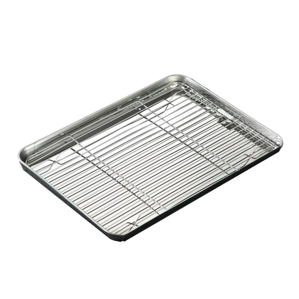 

Wire Racks Baking Sheet with Cooling Rack Set Nonstick Baking Tray Square Baking Plate Kitchen 304plate 304wire rack-M