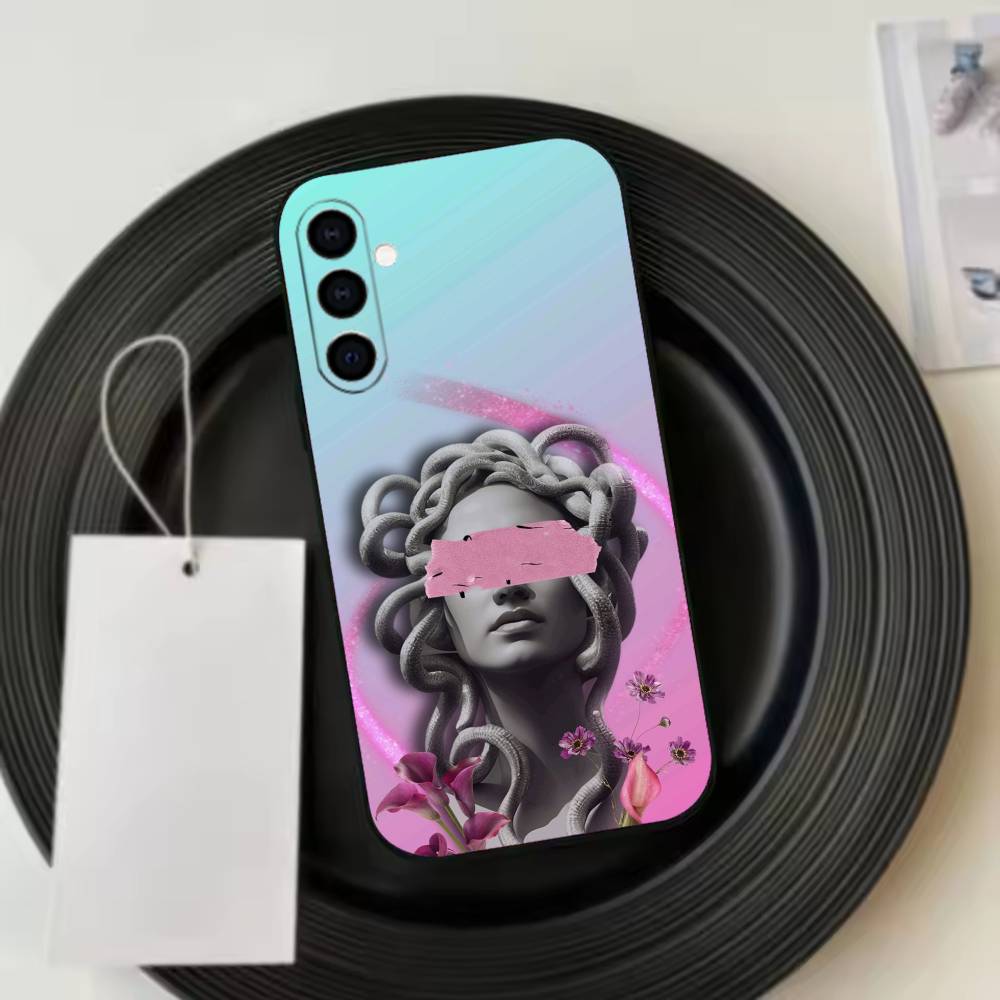 Medusa Greek M-Mythology Phone Case Black Silicone Soft For Samsung Galaxy A73,A72,A71,A70,A53,A52,A51 Samsung a31