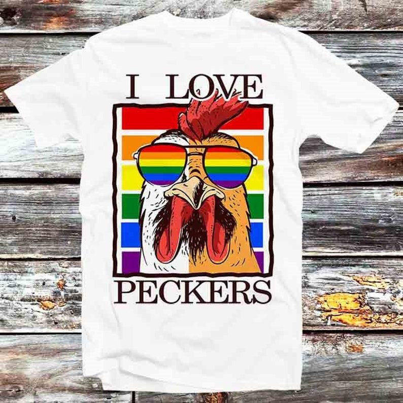 

230 Gsm 100% Cotton Mens I Love Peckers Funny Gay Lgbt Rainbow Chicken Dad T Shirt Vintage Retro Cool Gift Unisex Cartoon Anime Manga Top Tee B1310 3XL білий