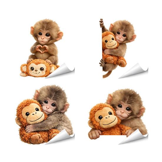 Affen Fenstertattoo Niedlicher Babyaffe PVC-Aufkleber Wiederverwendbare Statische Glasaufkleber für Wohnzimmer Heimdeko