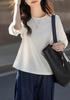 Blouse Summer Sleeve Puff Sleeve Top Crew Neck Loose Fit Body Covering Plain Jacket Feminine Cute Stylish Casual [H. zroy] Women's T-shirt 3/4