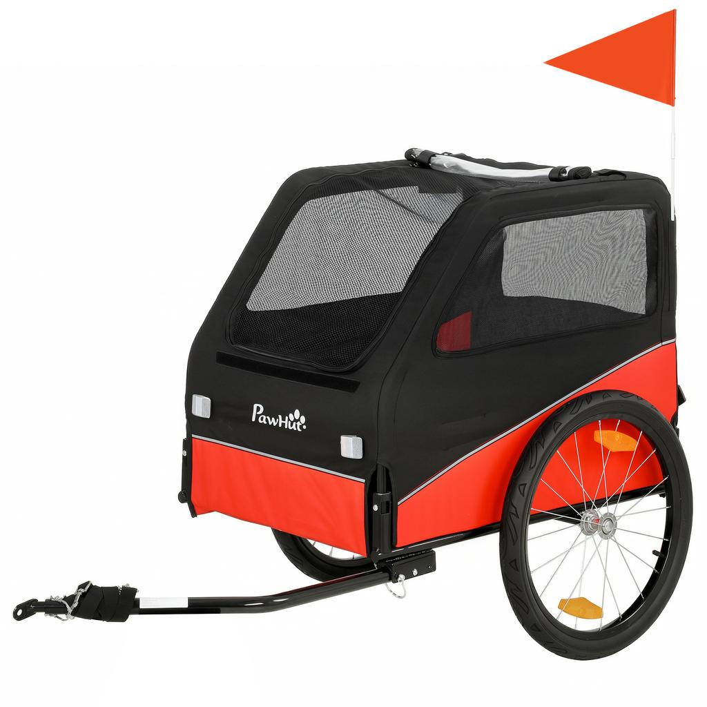 Dog Bike Trailer, Dog Cart Bicycle Carrier for Small and Medium Pets with 20" Inflatable Rubber Wheels, Red