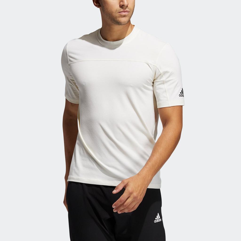 Adidas Aeroready Logo Pattern Round Neck Quick-Dry Breathable Short Sleeve T-Shirt Men Tops Beige GM0614