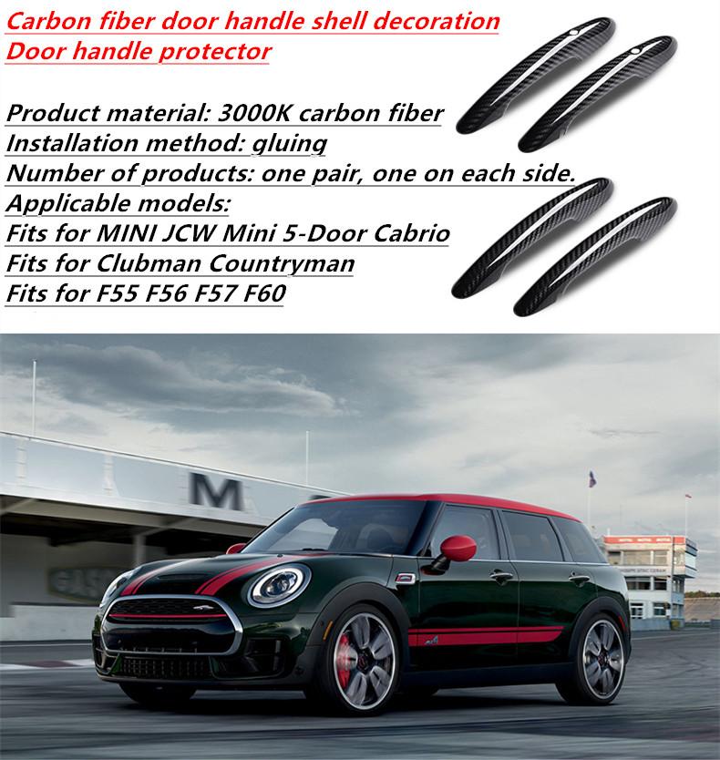 Fits for BMW MINI JCW Cabrio Clubman Countryman F55 F56 F57 F60 Carbon Fiber Door Handle Shell Decoration Door Handle Protector