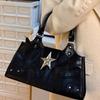 PU Leather Gothic Star Crossbody Bag Large Capacity Y2K Shoulder Bag  Girls