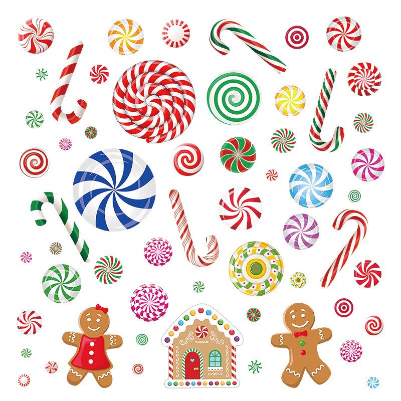 Christmas candy home decoration wall sticker self-adhesive cartoon gingerbread man window sticker refrigerator sticker Christmas decorations