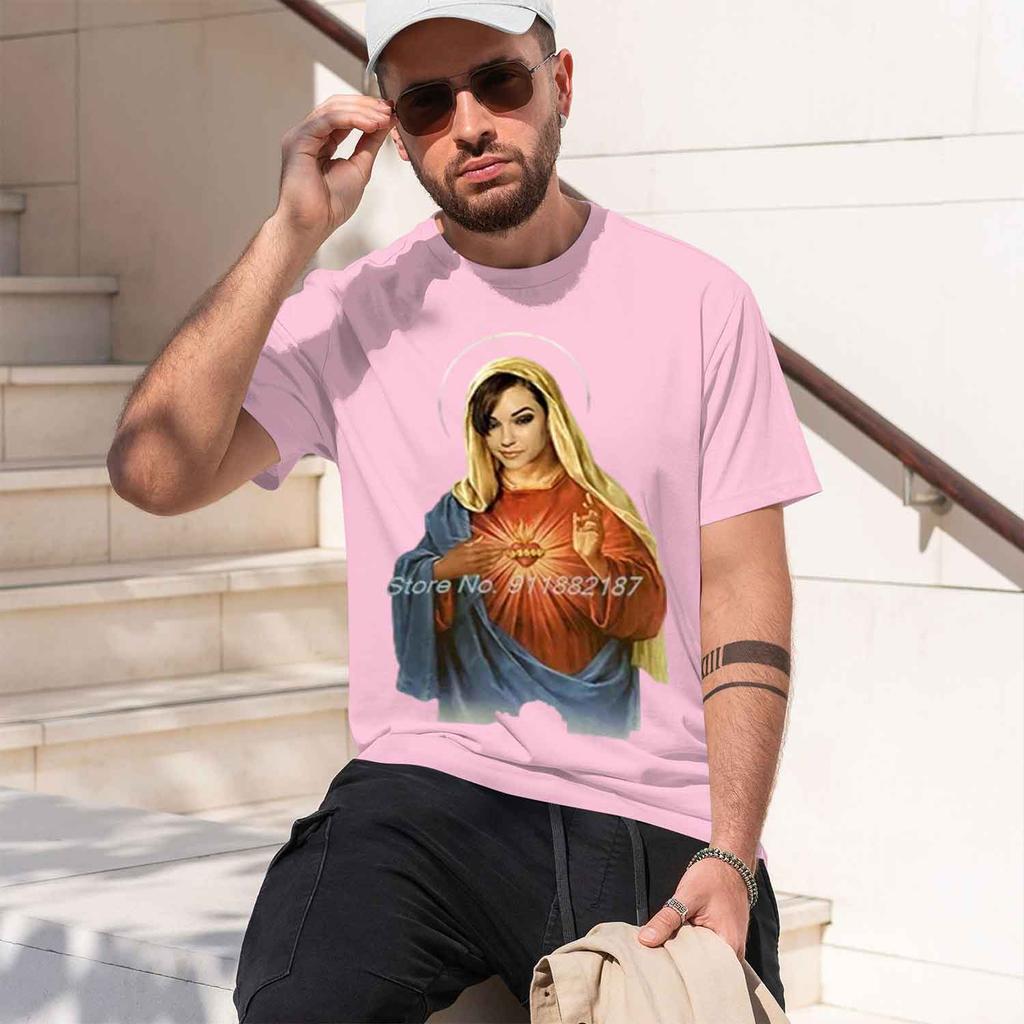 Religious Style Unisexs TShirt Sacred He Of Mary Design For Faithful Wear And Spiritual Gifts 2026 New Model Shortsleeve crewnec