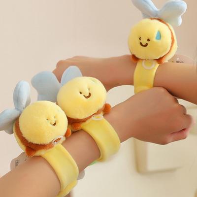 Lovely Plush Bow Sweating Bee Clap Circle Toys Slap Flapping Wings Fluffty Stuffed Bracelet Hand Ring Wristband Kid Funny Toys