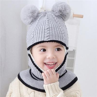 Children's Hat Autumn And Winter Plus Velvet Thick Warm Woolen Cap Baby Bib Face Protection Cap High Quality Hats New Fashion