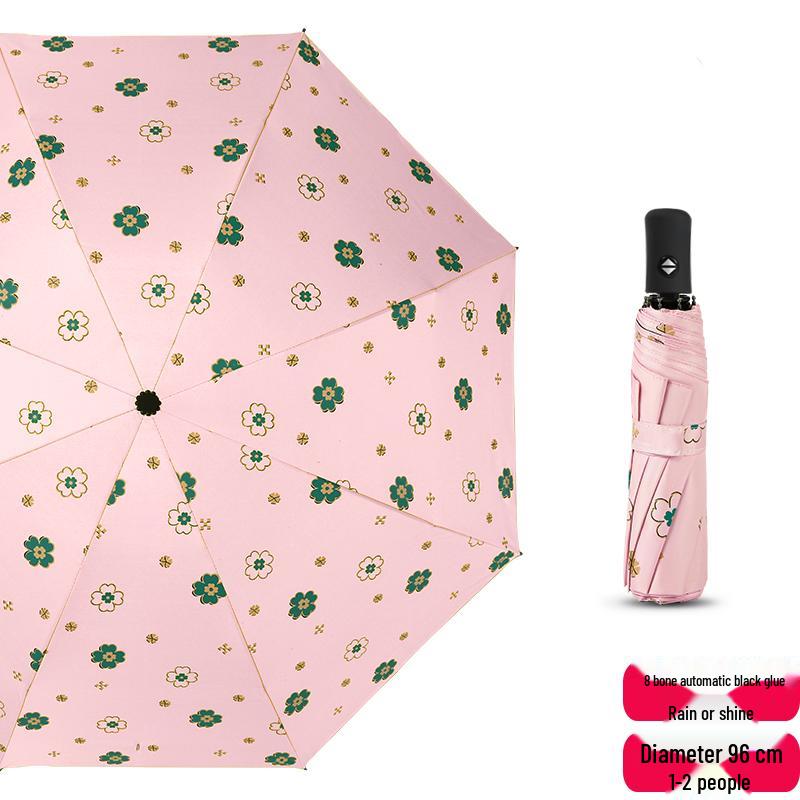 Dual-Use Automatic Folding Umbrella - Large Sunshade for Men & Women with Custom Logo and Sunscreen Protection.