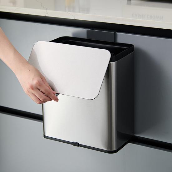 0.8 Gallon Kitchen Compost Bin Hanging Garbage Can with Lid Stainless Steel Trash Can for Kitchen Cabinet Door Wall Mounted Countertop under Sink RV