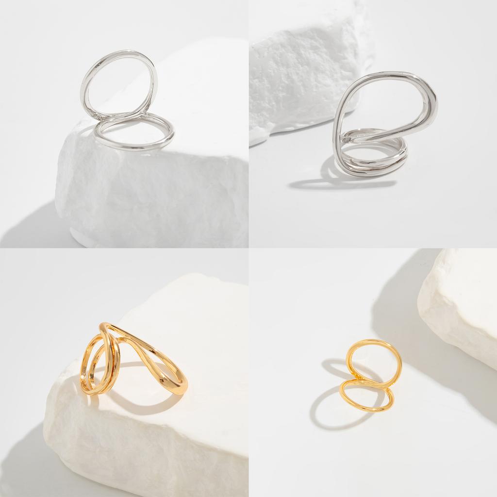 Hip Hop Exaggerated Wide Cuff Bangle/Finger Ring Stylish Geometric Jewelry Handmade Accessories for Women and Men