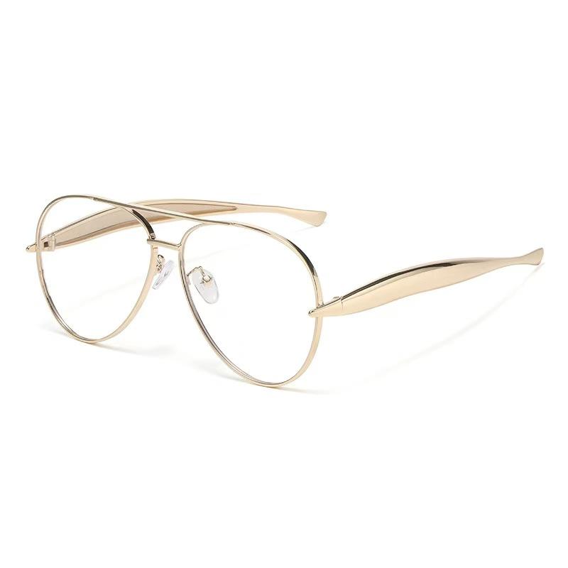 New Women s Trendy Large Frame Pilot Sunglasses Men s Retro Fashion Metal Glasses UV Protection Shades UV400 Eyewear 1PC