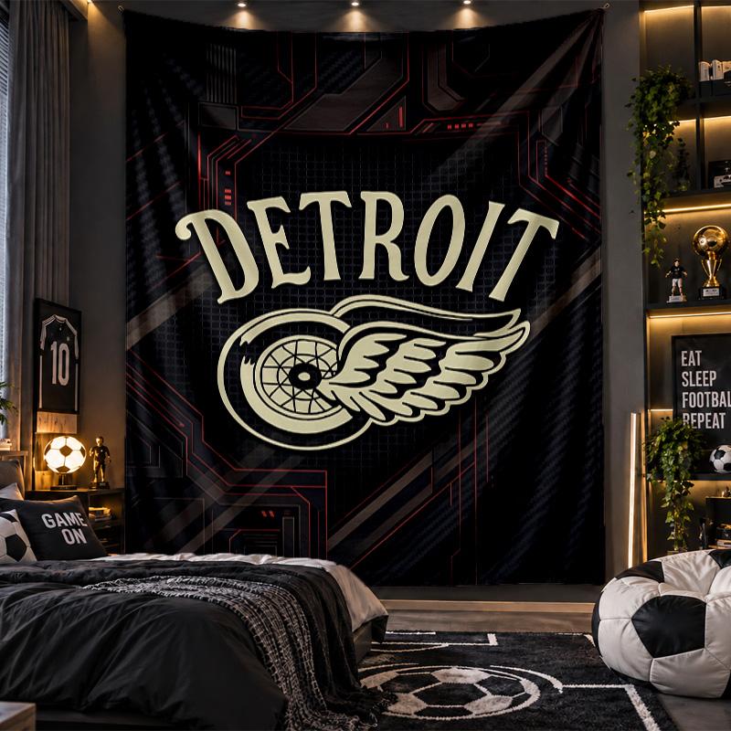 Wall Hanging Tapestry Detroit Red Wings Print Cloth for Living Room Bedroom Home Decor
