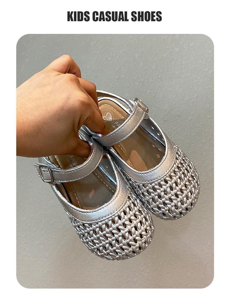 2025 Summer New Girls' Woven Turban Sandals - Soft Sole Toddler Princess Shoes