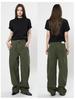 Louvre Spring Retro Low-Waist Loose-Fit Slim Green Women's Overalls