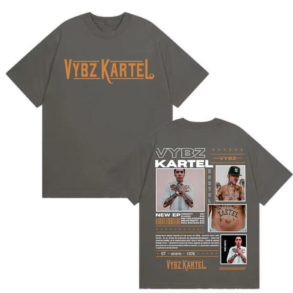 Rapper Vybz Kartel Album 2025 Graphic T Shirts Men Hip Hop Gothic Fashion T-Shirt Women Retro Oversized Cotton Tshirt Streetwear