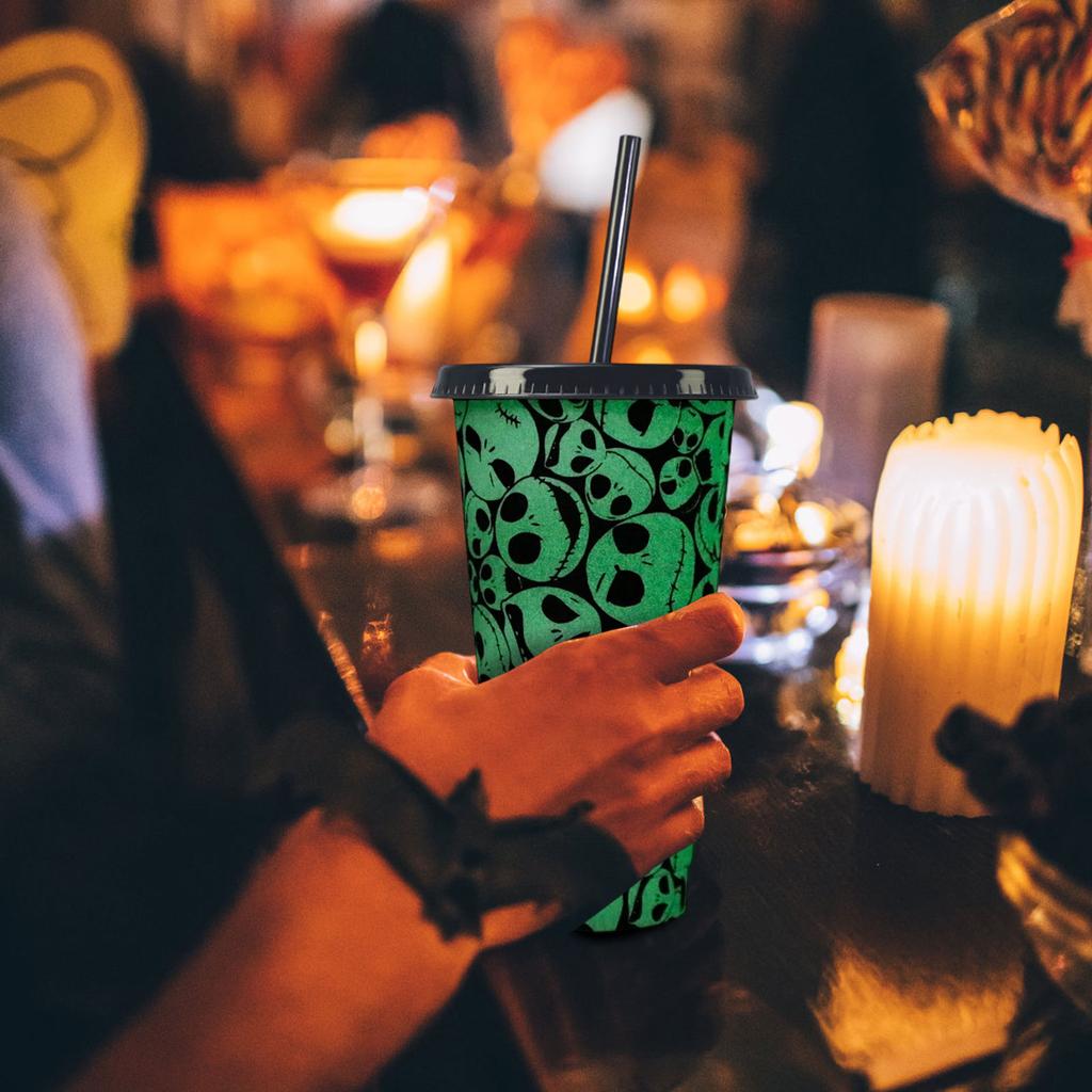 Holiday Temperature-sensitive Color-changing Cup 710ml Single-layer Coffee Plastic Straw Halloween Cup