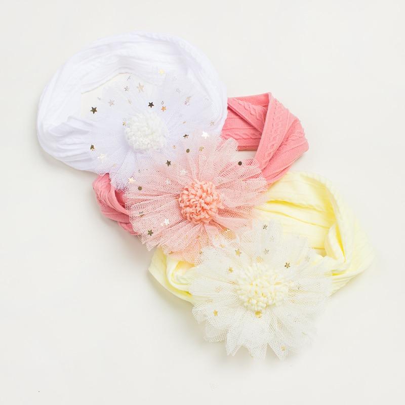 Summer New Girls' Hair Accessories, Baby Candy Color Flower Seamless Wide Headscarf, Baby Nylon Headband