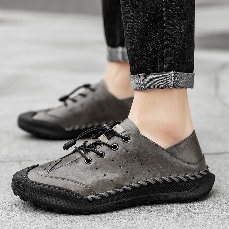

Large size 46 spring and autumn new hollow breathable sports and leisure fashion elastic band foot cover youth leather shoes 38