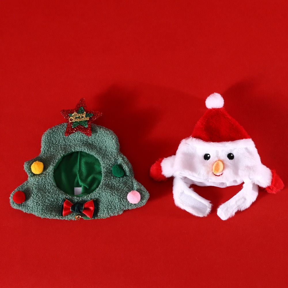 Cute Funny Cat Hat christmas tree Santa Claus Cat Cap Snowman Soft Pet Accessories Party Supplies