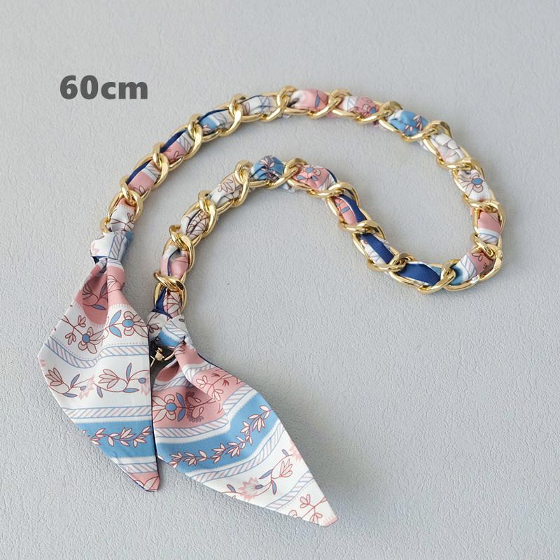 

Новый модный бренд женские сумки аксессуары цепи съемный цветочный принт металлический шелковый плечевой ремень женские DIY цепи ручки для сумок 60CM белый