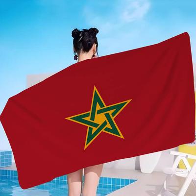M-Morocco Map Flag Bath Towel Microfiber Soft Water Absorbing Breathable For Girl Kids Decorative Cartoon Beach Towel
