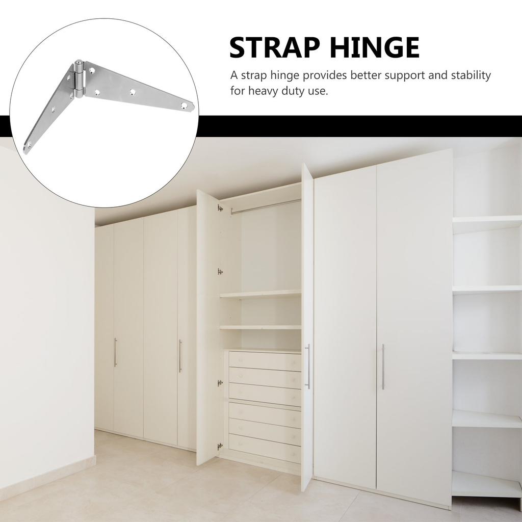 2Pcs 200Mm Heavy Duty Strap Hinge for Outdoor Gate Wooden Fence Barn Door Shed Cabinet Wardrobe Bookcase Decorative Iron Hinge