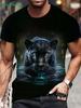 3D Leopard Men's Graphic T-Shirt Summer Outdoor Men's Short Sleeved Tee Fashion Round Neck Men's Tops Oversized Men's T-Shirt