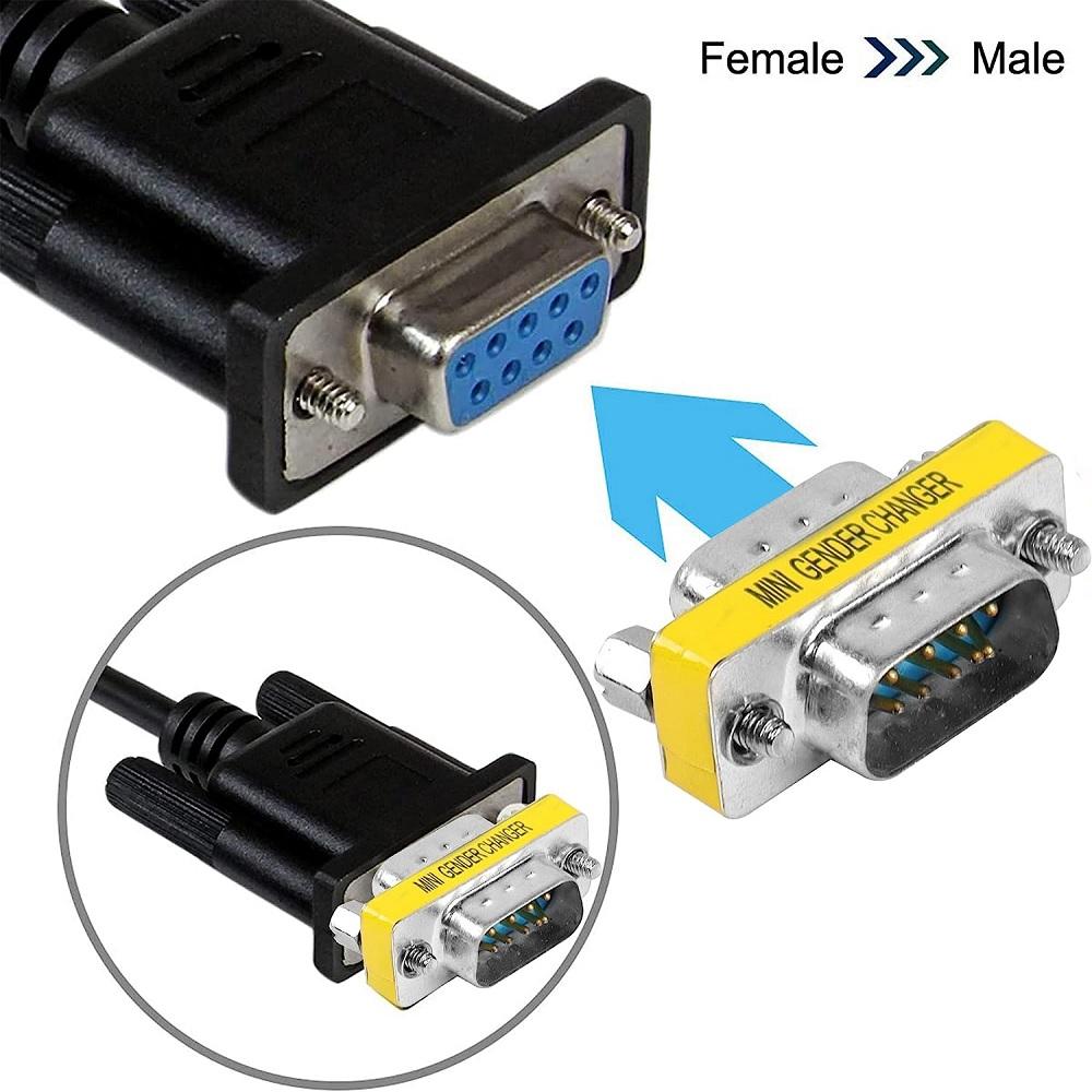 5x DB9 D-SUB 9 Pin RS232 Serial Male to Male Mini Gender Changer Coupler Adapter