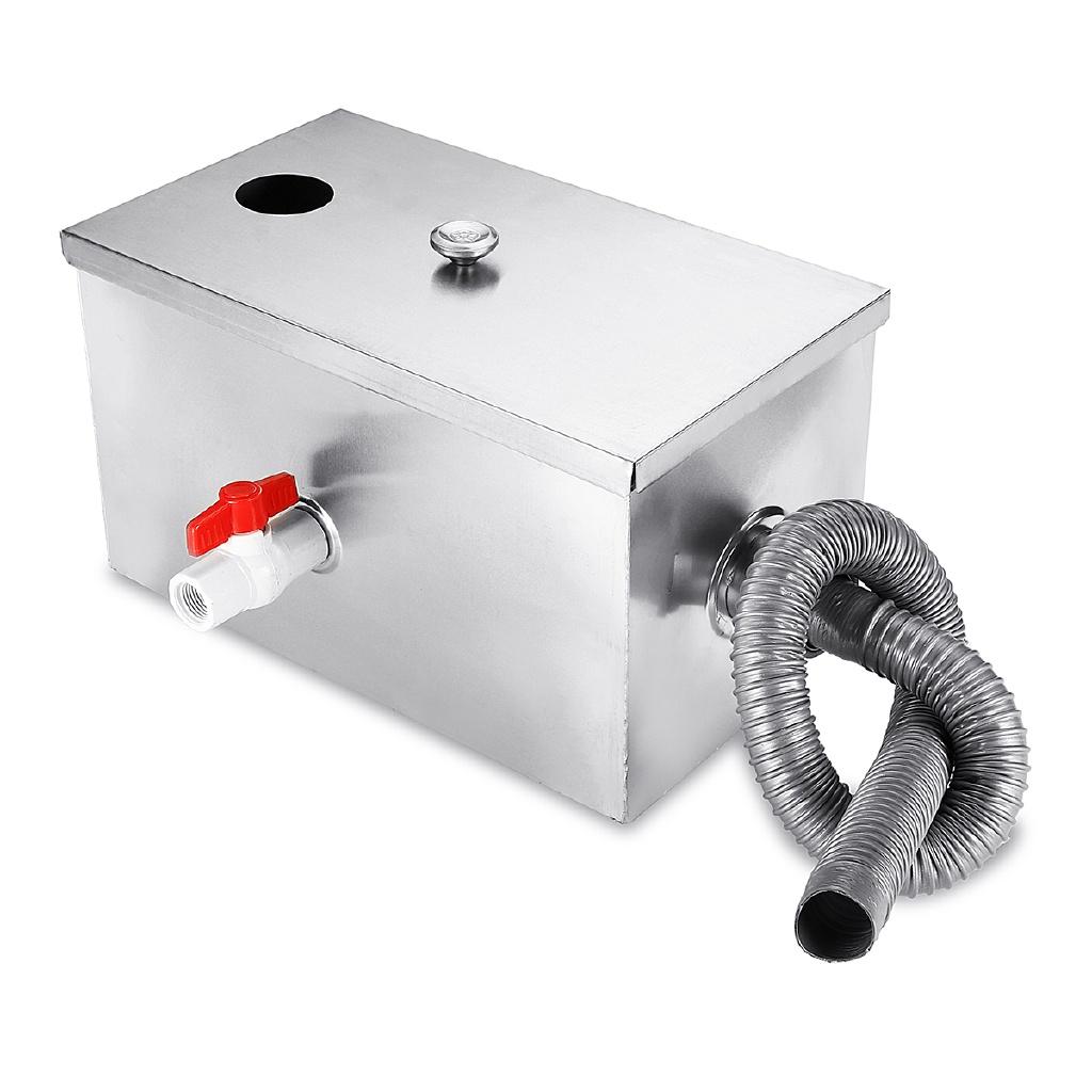 Separatore di grassi in acciaio inox argentato per acque reflue da cucina di ristorante 14x8x8'' Nuovo
