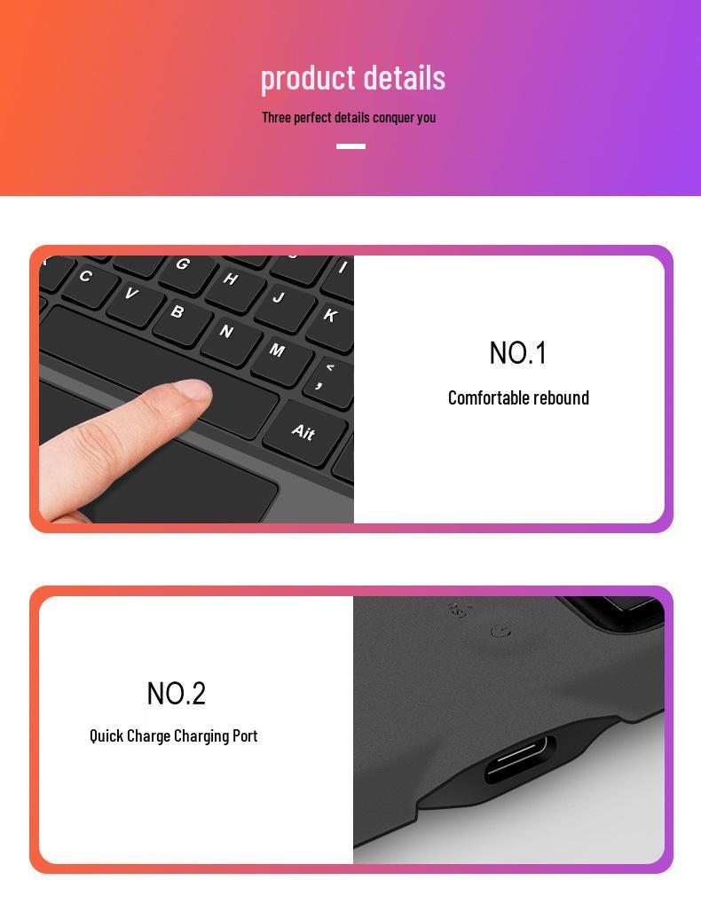 Colorful Backlit Wireless Bluetooth Keyboard for Microsoft Surface Pro 8/5/6/7 and Go