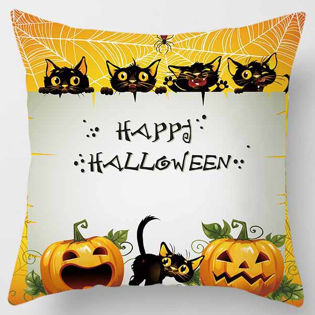 Halloween Cartoon Cat Square Pillowcase Home Decoration Car Sofa Bedroom Cushion Cover pillow cases pillow covers decorative