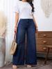 2025 Trendy Women's Wide-Leg Jeans - Washed Dark Blue