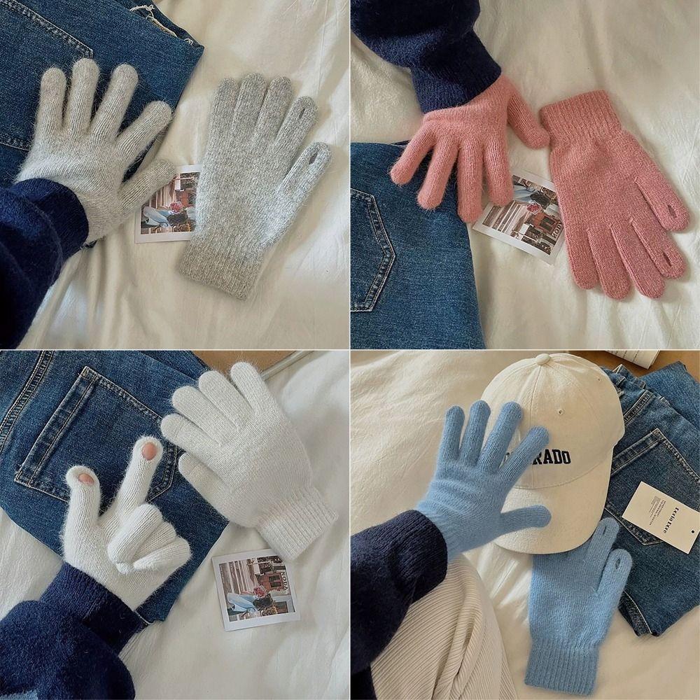 Bonbonfarbene Strickhandschuhe Touchscreen-Fingerhandschuhe Für Frau Mädchen Jungfrau