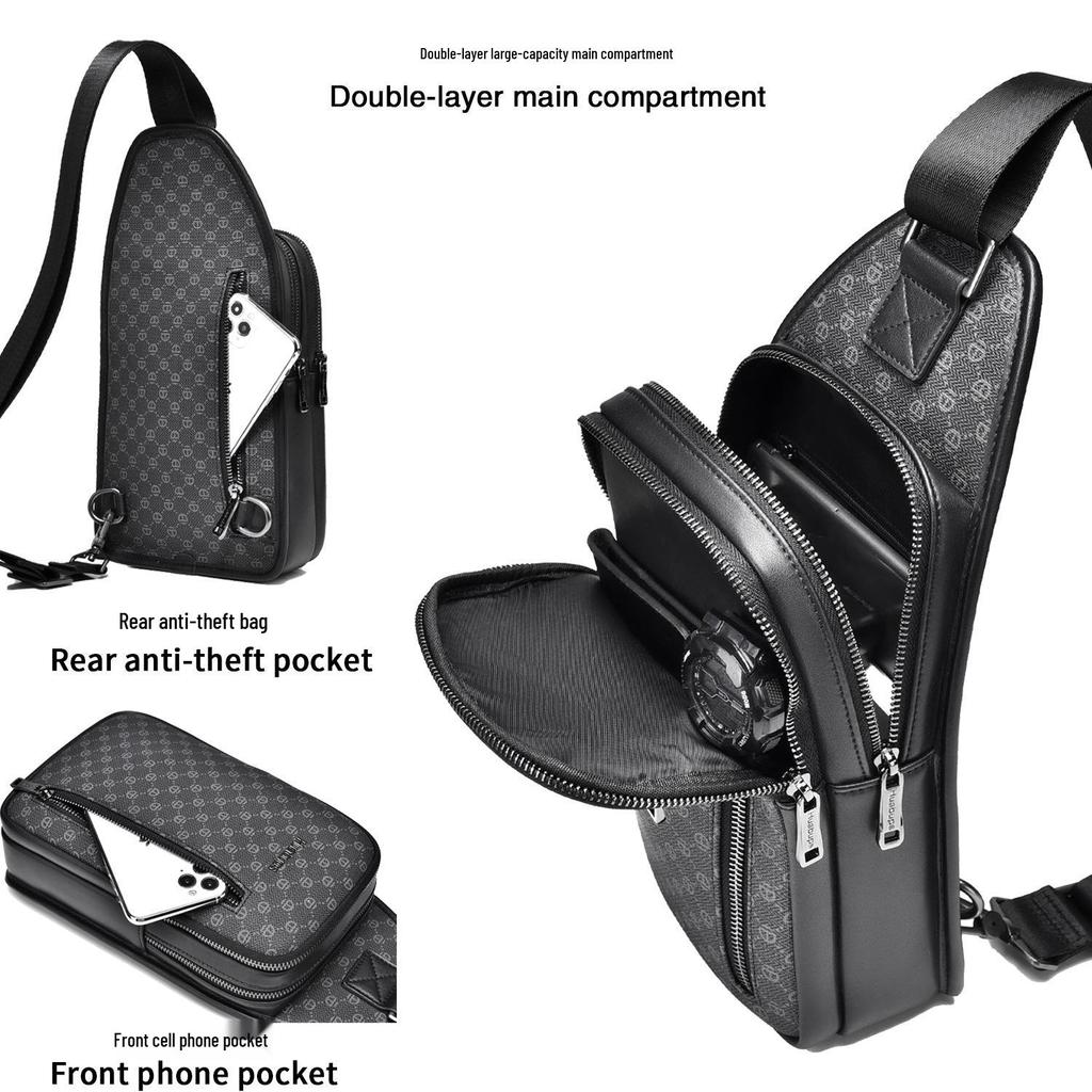 Men's 2024 High-End Waterproof Multifunctional Crossbody Bag - Casual Fashion Chest & Shoulder Bag