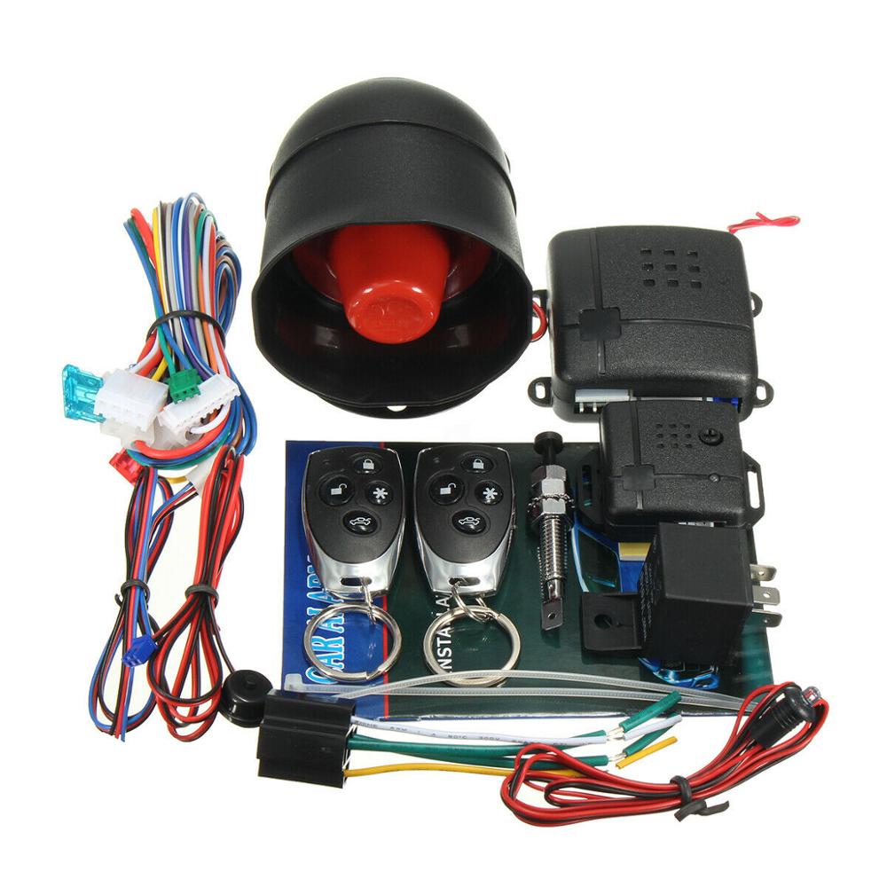Universal 1-Wege-Autoalarm Fahrzeugsystem Schutz Sicherheitssystem Keyless Entry Sirene + 2 Fernbedienungen Einbruchalarm