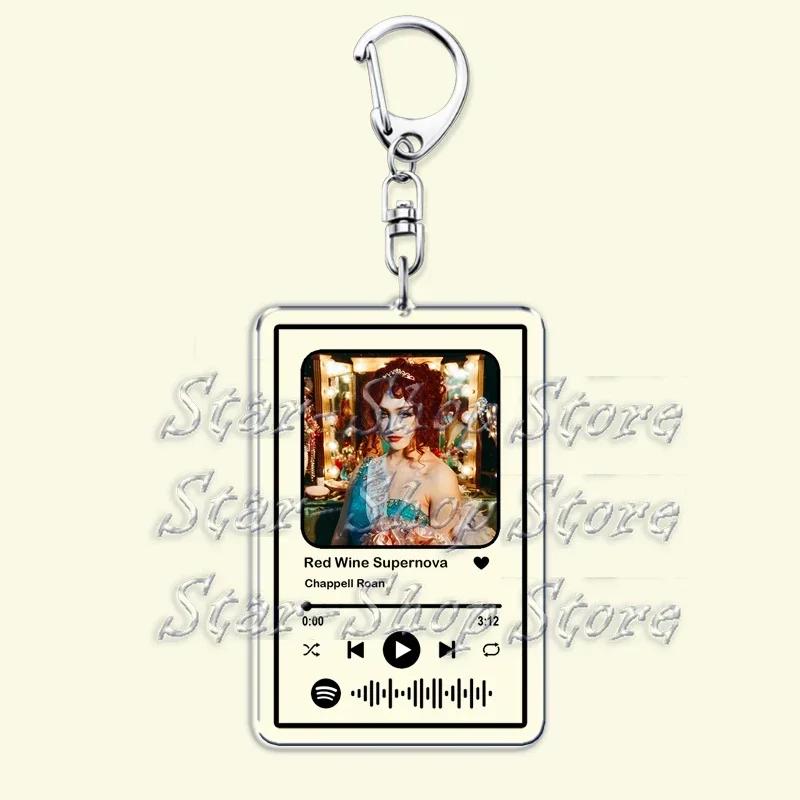 Popular Singer Music Keychains for Women Bag Accessories Good Luck Babe Pink Pony Club Songs Playlist Keying Jewelry Fans Gifts